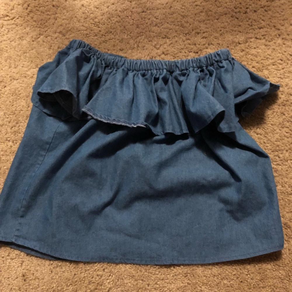 Blue Jean Off the Shoulder Top